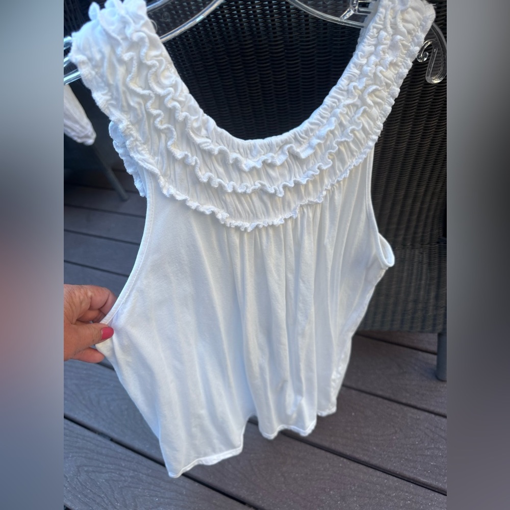 Anthropologie Tea Party white top sz L